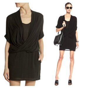 HELMUT LANG draped layered shirt dress sz S lightweight